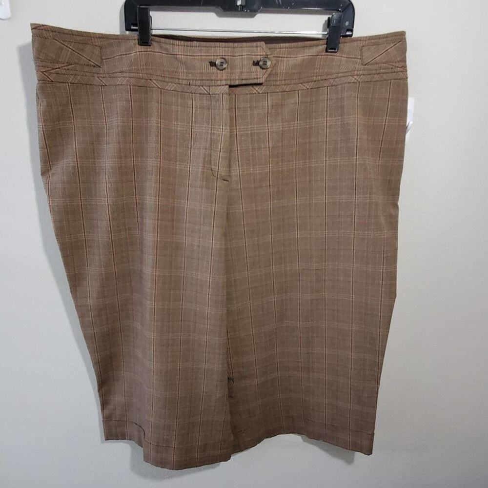 Lane Bryant Academia‎ Pink Brown Plaid wide leg capri Gaucho pants plus Size 26